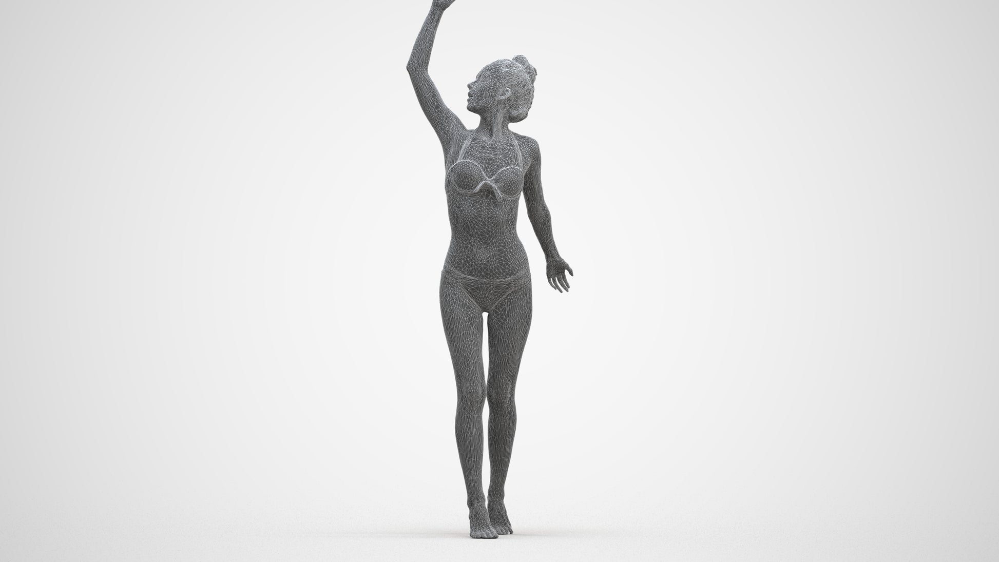 3D people model woman sport pool, scanned human for 3ds Max rendering, three-quarter front view render