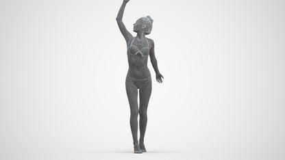 3D people model woman sport pool, scanned human for 3ds Max rendering, three-quarter front view render
