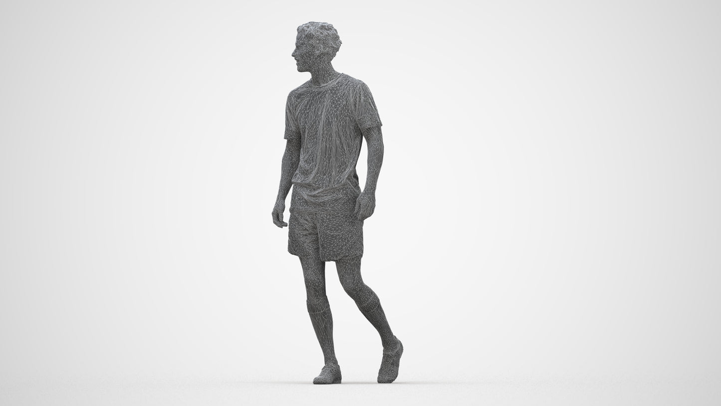 3D scanned man sport, photorealistic archviz people for Enscape and SketchUp, wireframe back view