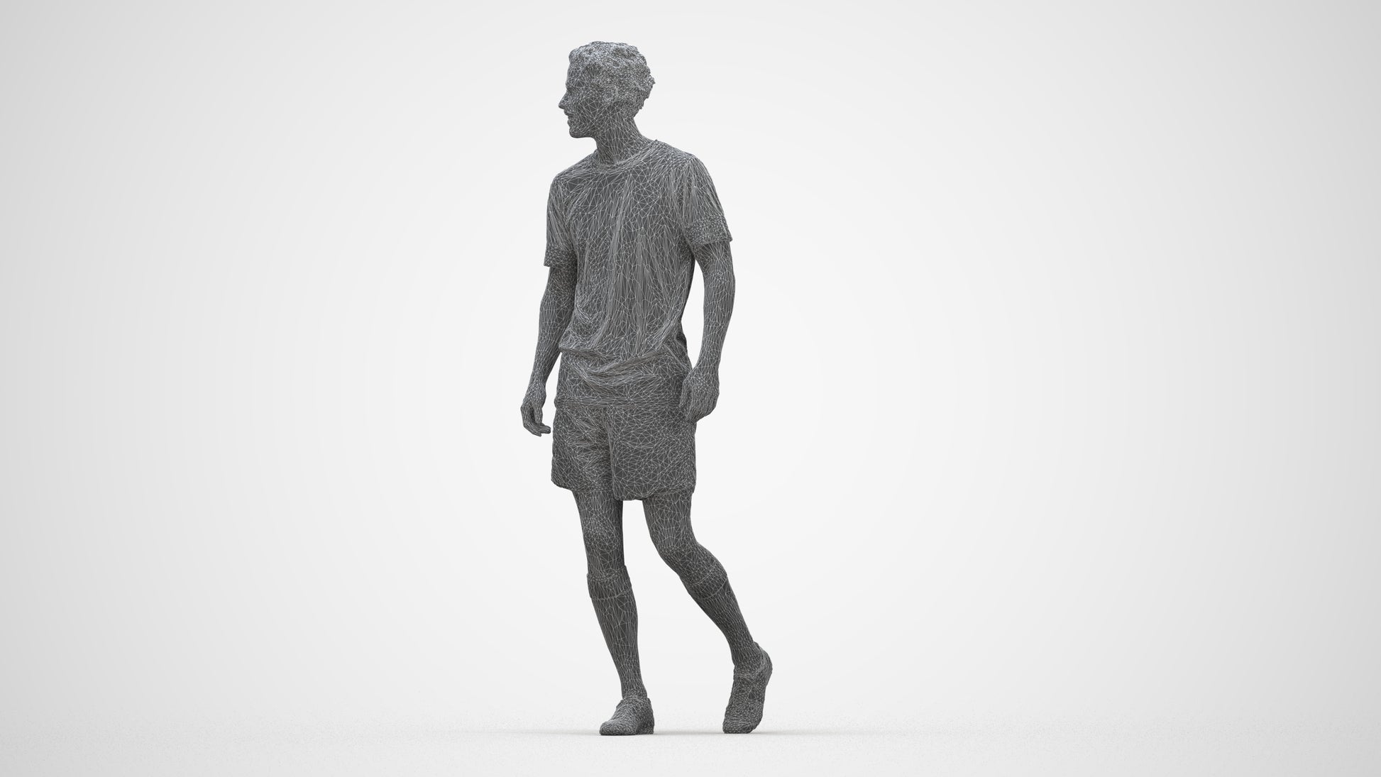 3D scanned man sport, photorealistic archviz people for Enscape and SketchUp, wireframe back view