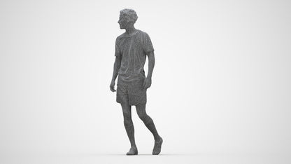 3D scanned man sport, photorealistic archviz people for Enscape and SketchUp, wireframe back view