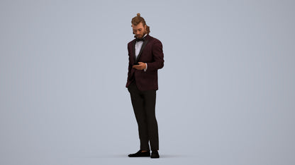 3D people model man formal formalaffairs, scanned human for 3ds Max rendering, standing pose render