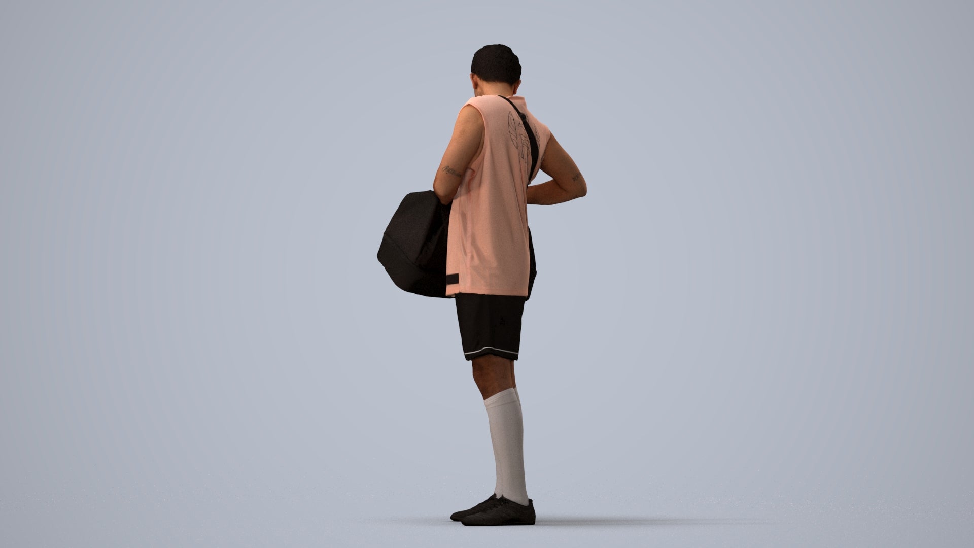 3D scanned man sport, photorealistic archviz people for Enscape and SketchUp, three-quarter view render