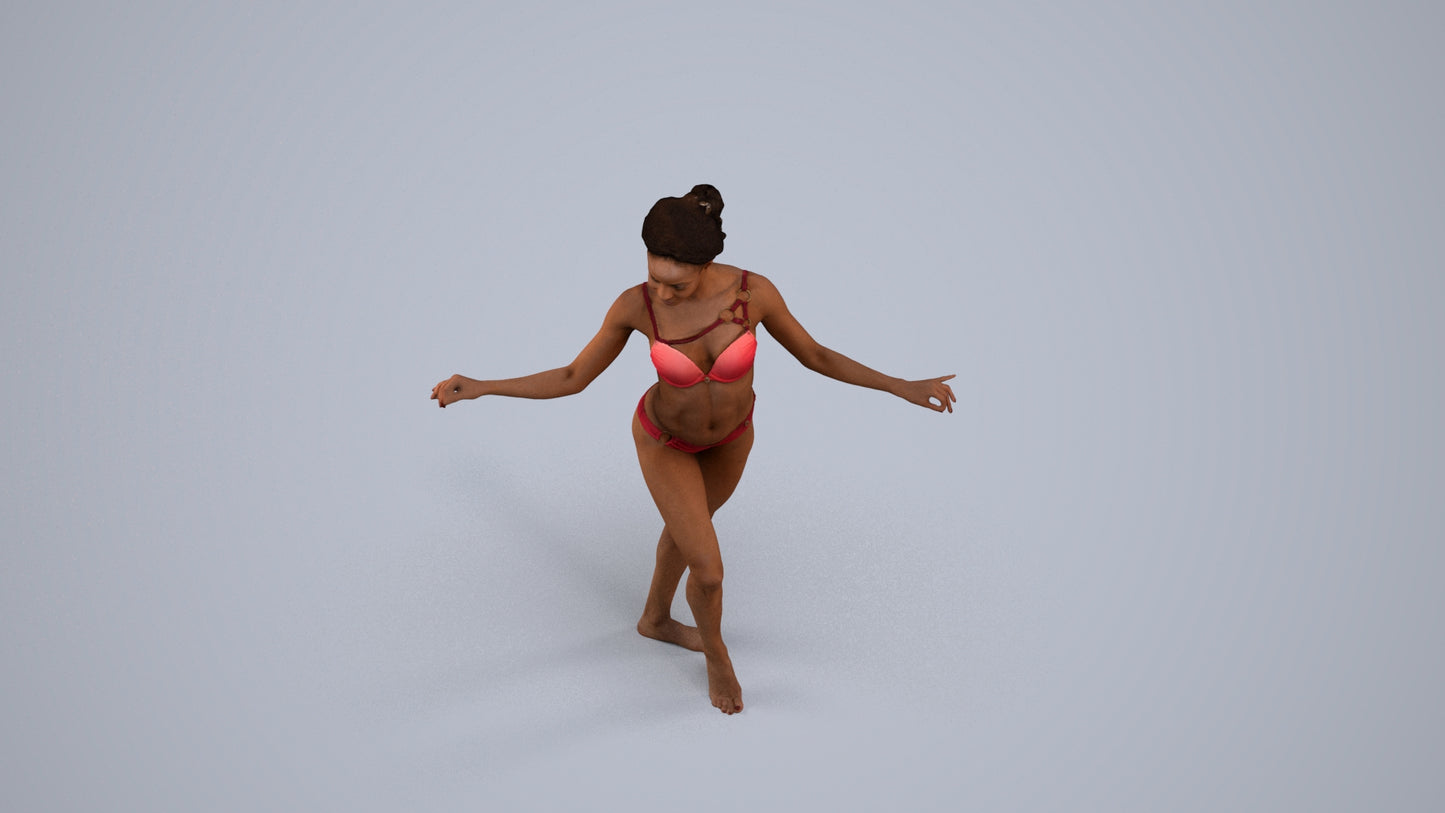3D people model woman pool, scanned human for 3ds Max rendering, back view render