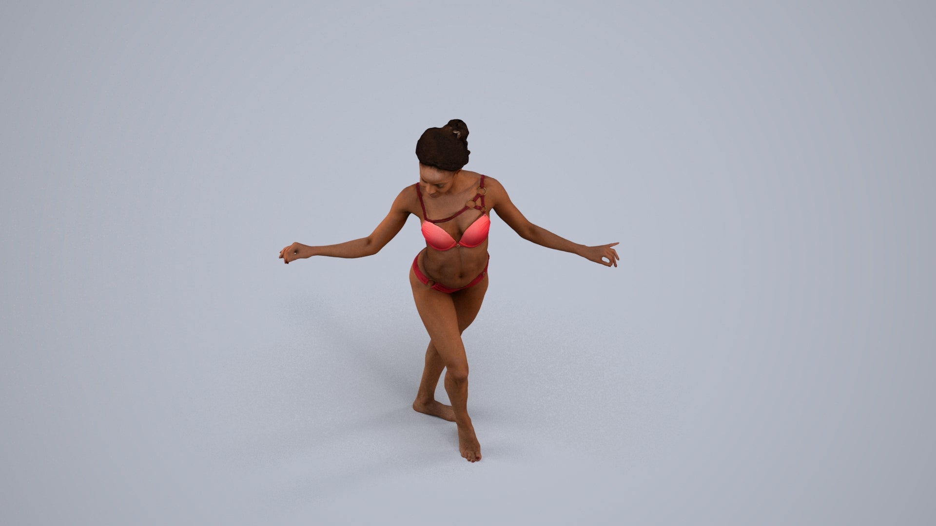 3D people model woman pool, scanned human for 3ds Max rendering, back view render