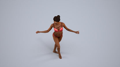 3D people model woman pool, scanned human for 3ds Max rendering, back view render