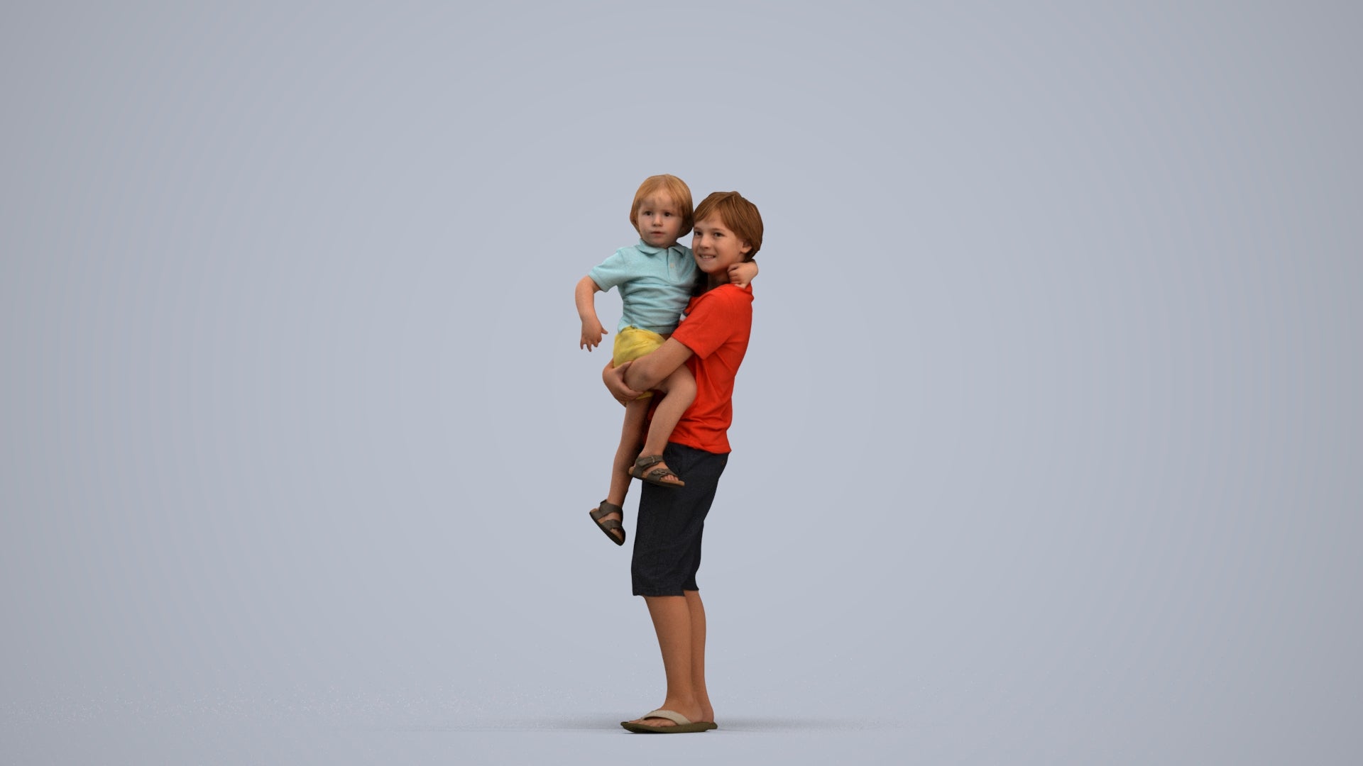 realistic 3D human boy casual kids, archviz people FBX OBJ for Blender, standing pose render