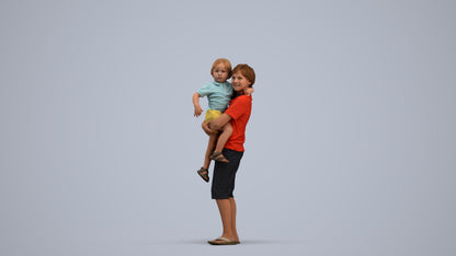 realistic 3D human boy casual kids, archviz people FBX OBJ for Blender, standing pose render
