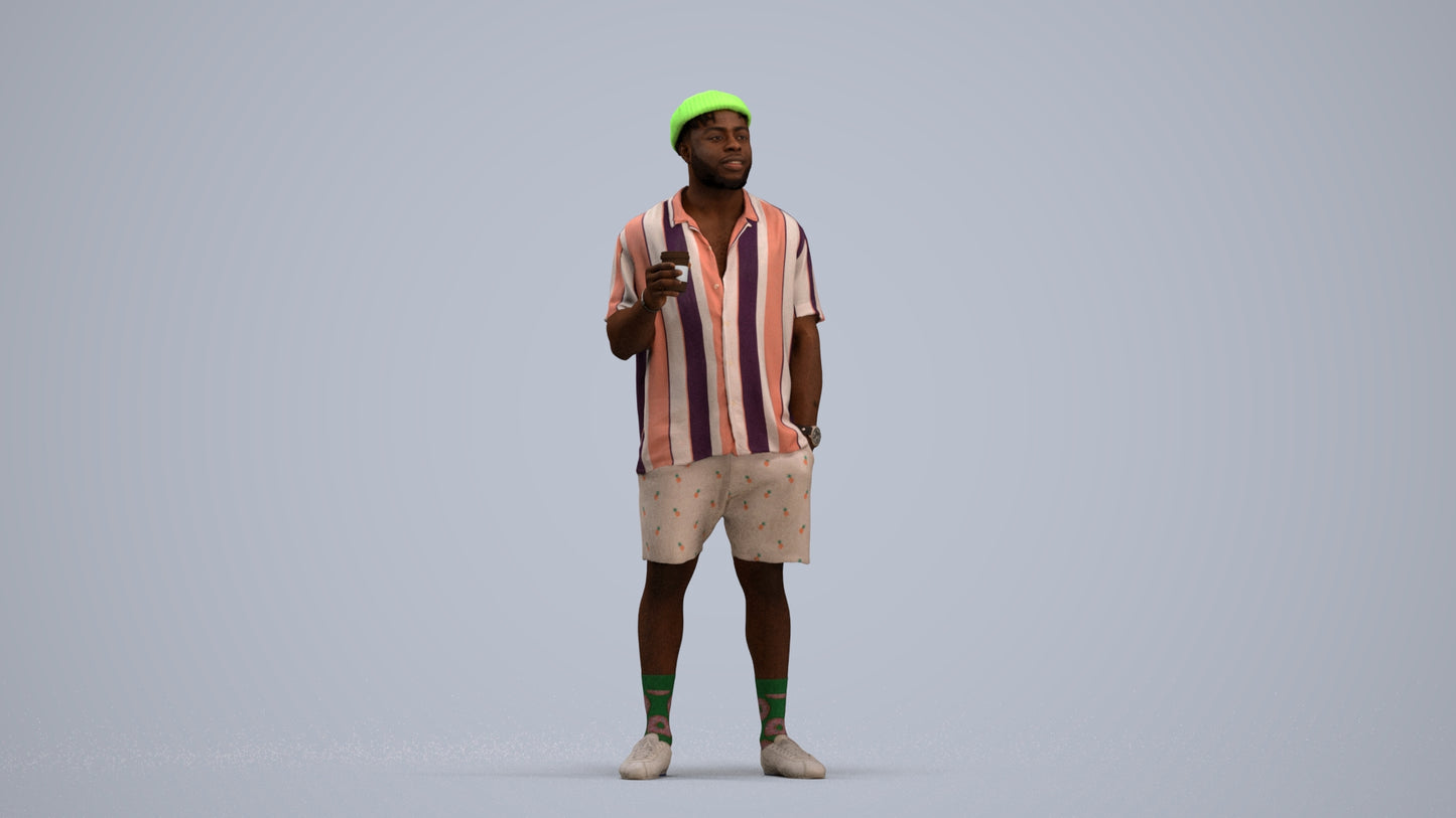 3D scanned man standing casual, photorealistic archviz people for Enscape and SketchUp, standing pose render