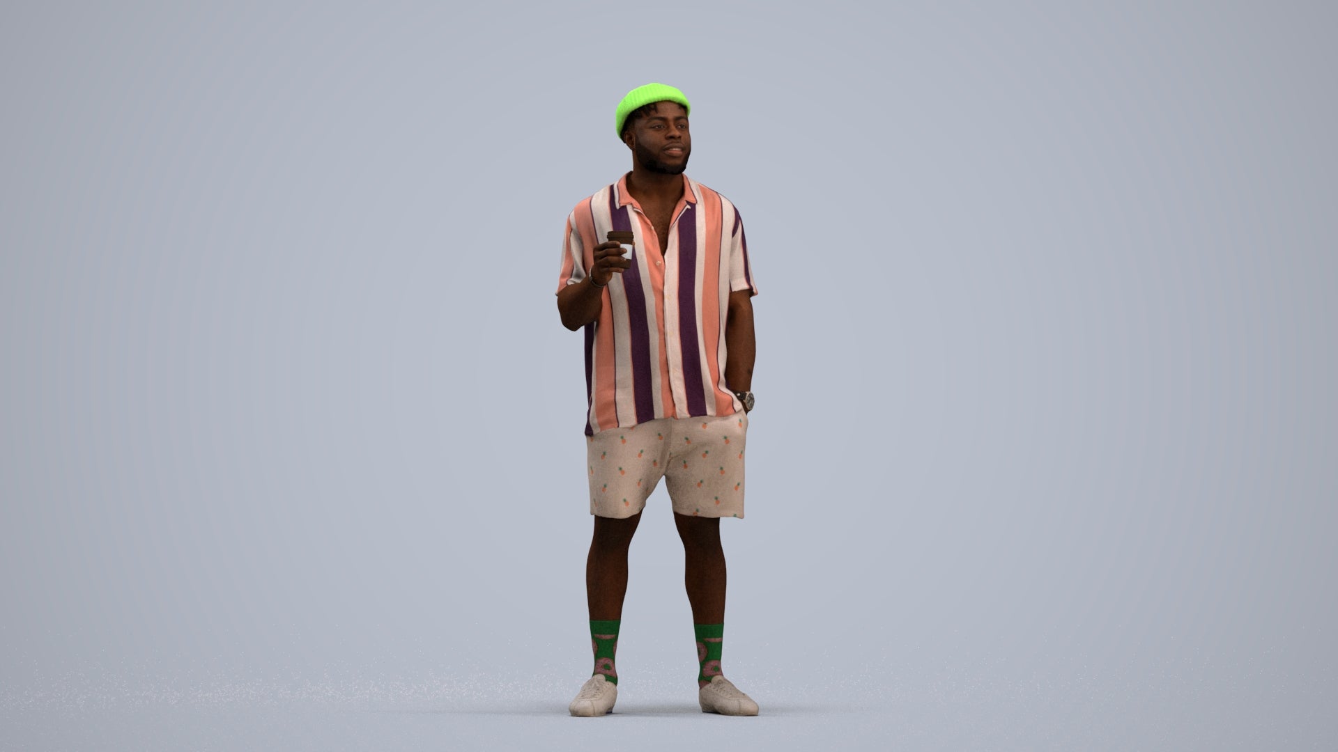 3D scanned man standing casual, photorealistic archviz people for Enscape and SketchUp, standing pose render