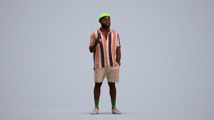 3D scanned man standing casual, photorealistic archviz people for Enscape and SketchUp, standing pose render