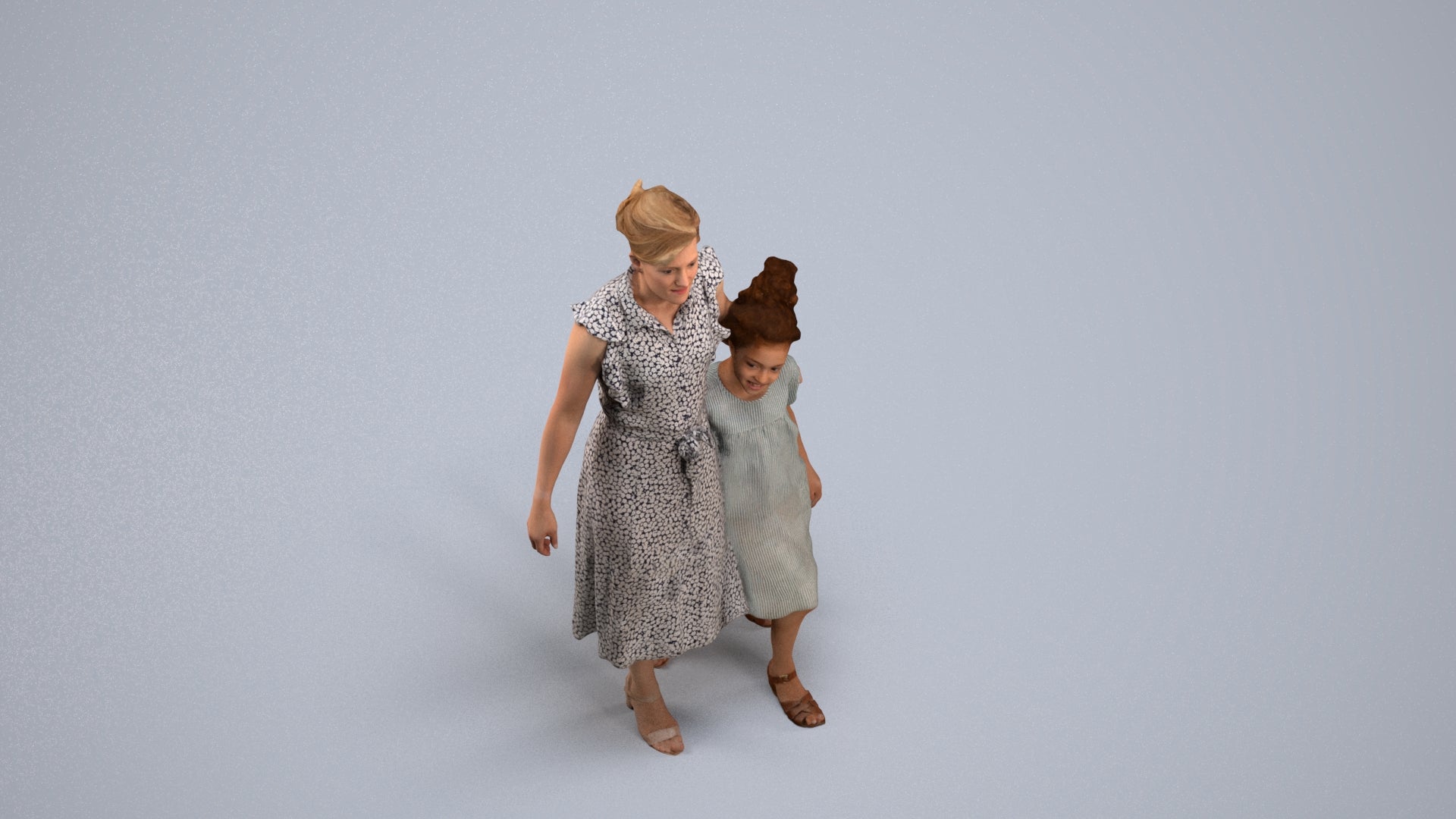 3D scanned girl kids casual, photorealistic archviz people for Enscape and SketchUp, back view render