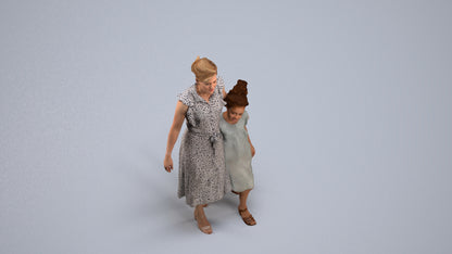 3D scanned girl kids casual, photorealistic archviz people for Enscape and SketchUp, back view render