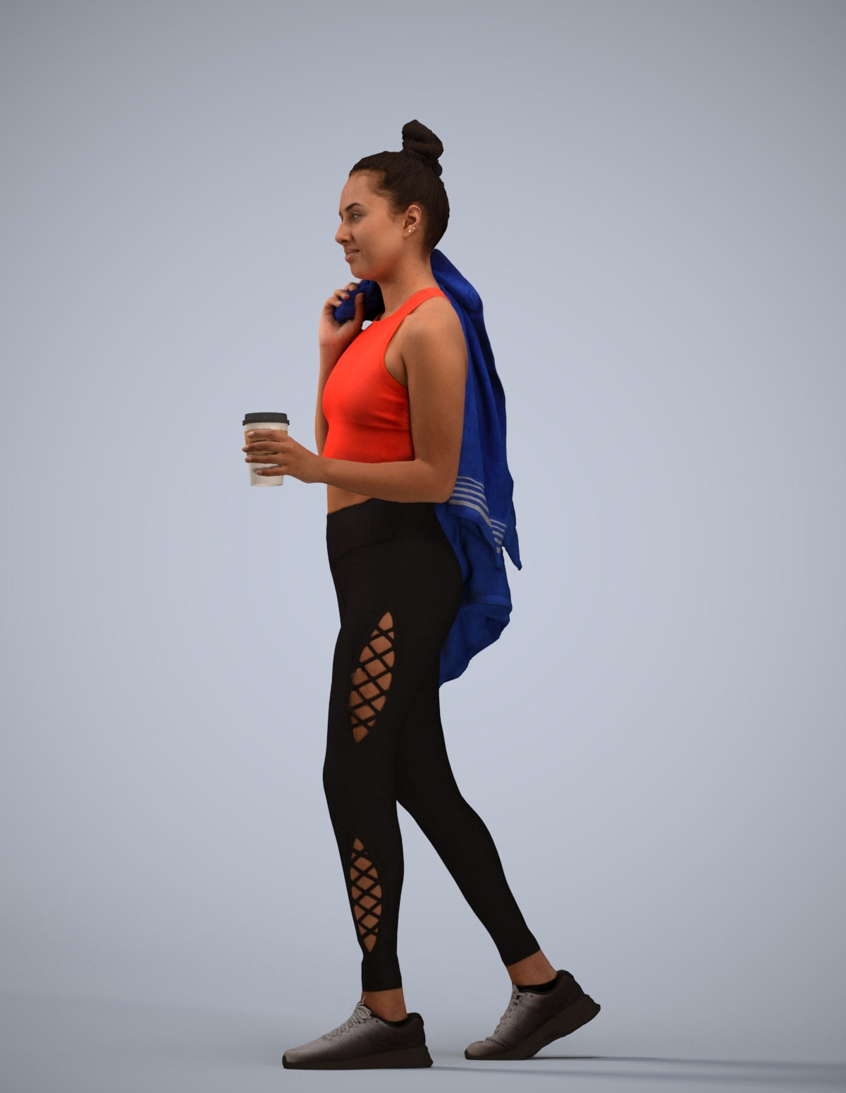scanned 3D woman sport, photogrammetry people for Enscape and V-Ray