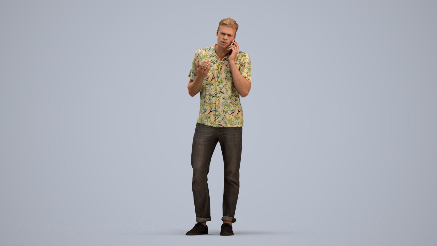 photogrammetry 3D man casual standing, realistic human model archviz FBX, standing pose render