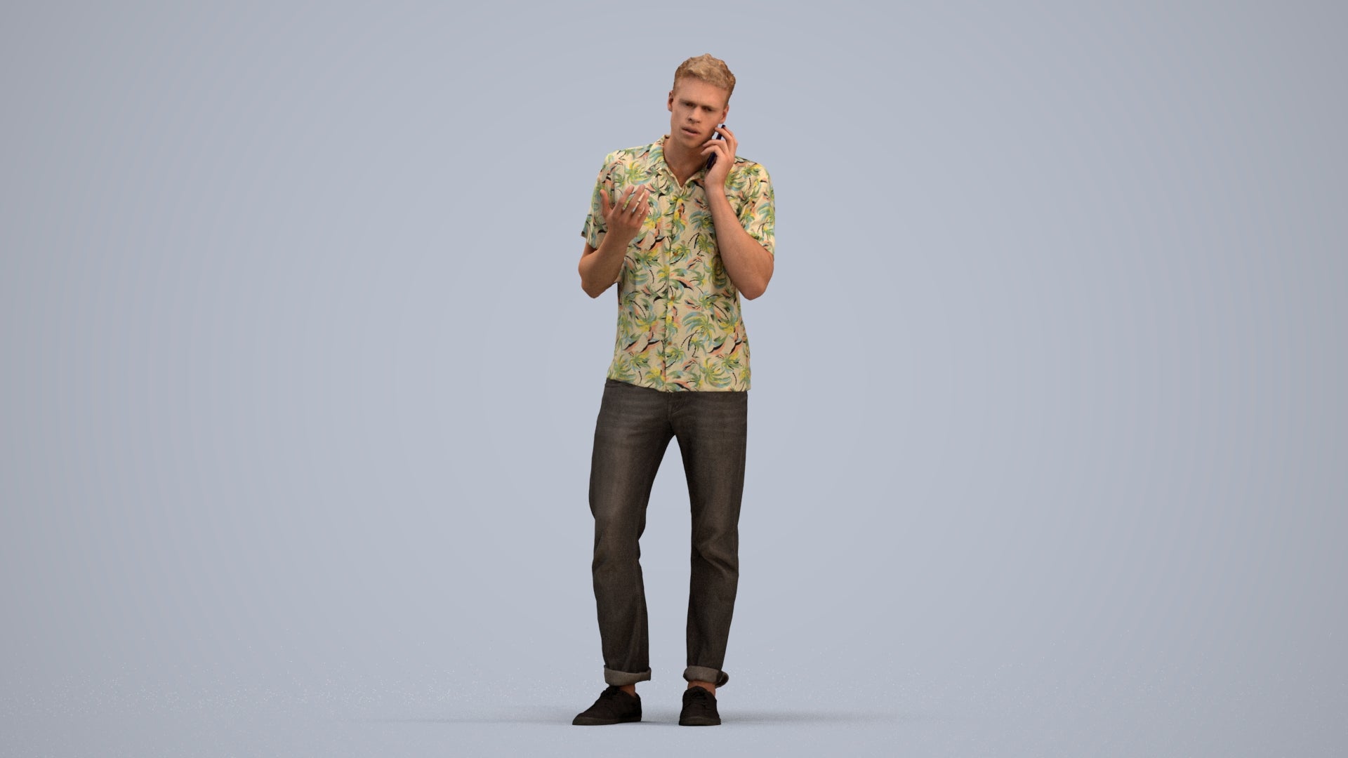 photogrammetry 3D man casual standing, realistic human model archviz FBX, standing pose render