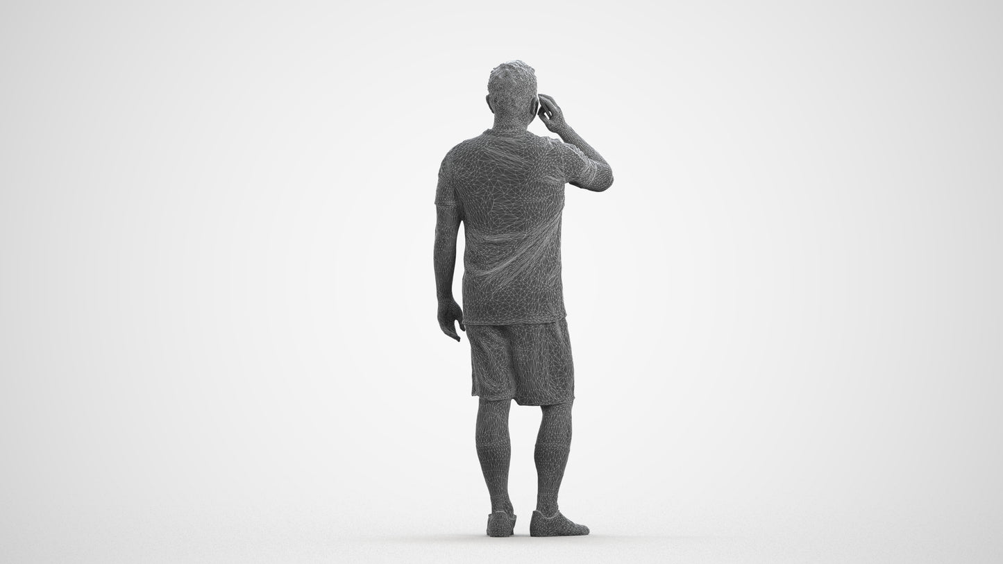 3D scanned man sport, photorealistic archviz people for Enscape and SketchUp, wireframe front view