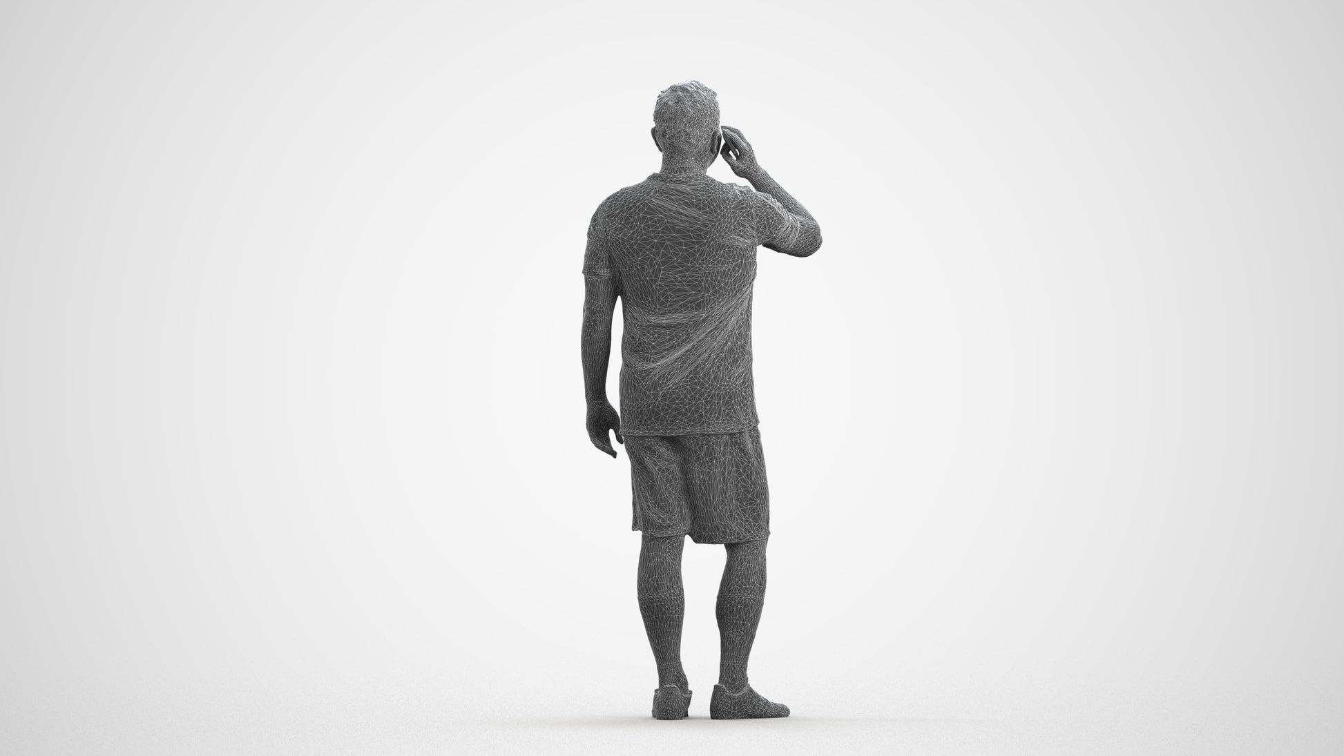 3D scanned man sport, photorealistic archviz people for Enscape and SketchUp, wireframe front view