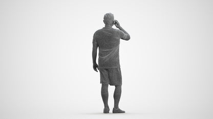 3D scanned man sport, photorealistic archviz people for Enscape and SketchUp, wireframe front view