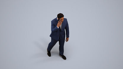 realistic 3D man business standing, scanned archviz people for Blender and 3ds Max, back view render