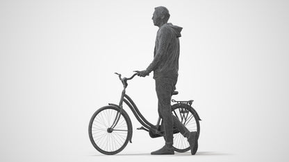 scanned 3D man casual cycling, photogrammetry people for Enscape and V-Ray, square thumbnail