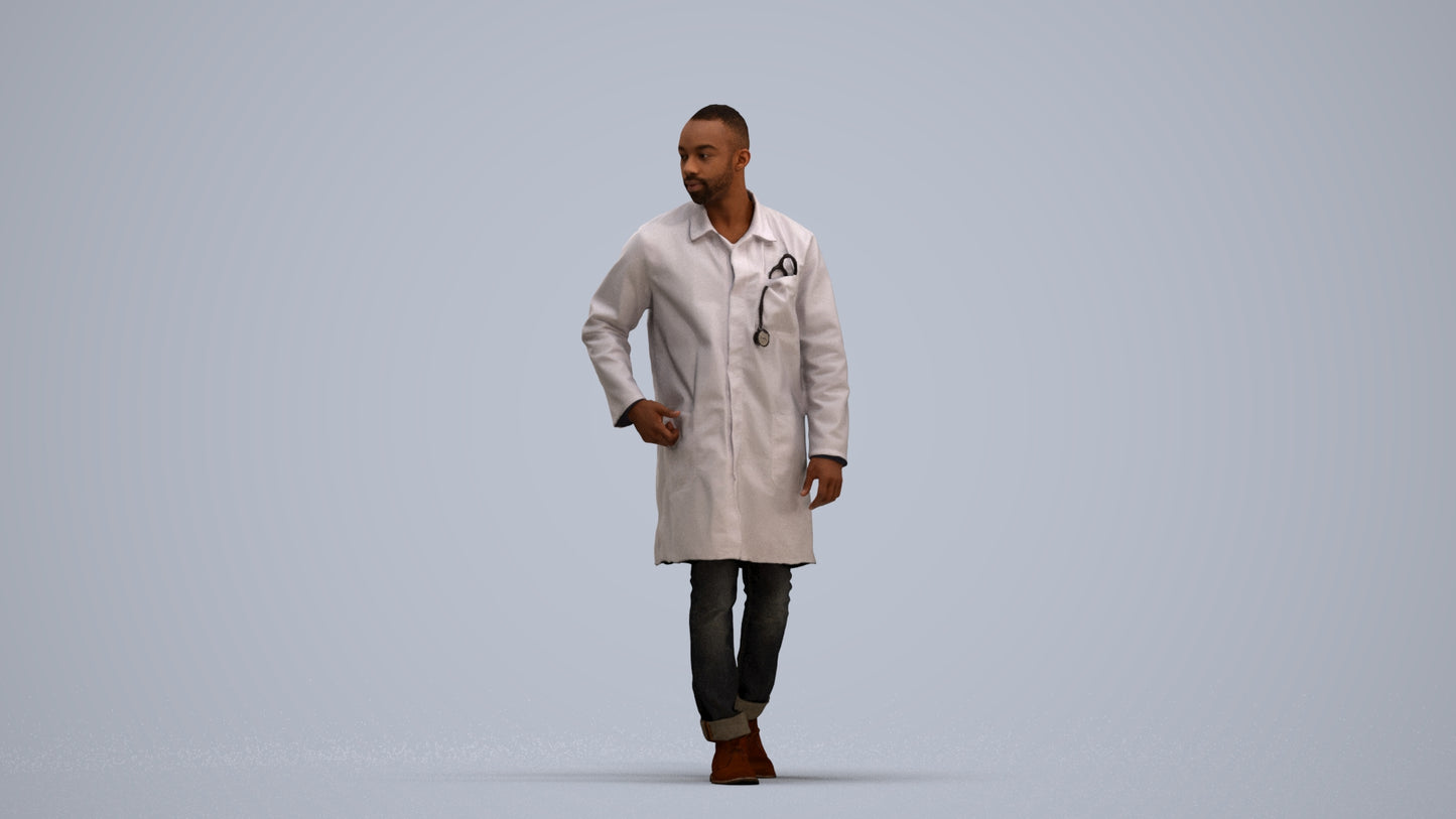3D human model man medical, photogrammetry scanned person for archviz, standing pose render