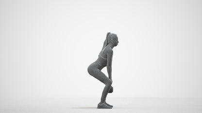 realistic 3D human woman sport, archviz people FBX OBJ for Blender, wireframe side view