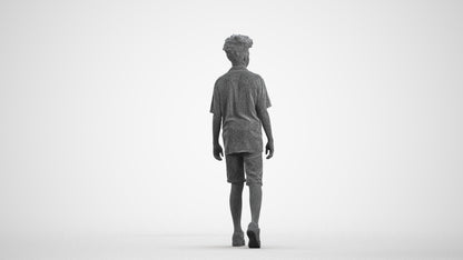 realistic 3D boy casual kids, scanned archviz people for Blender and 3ds Max, wireframe front view