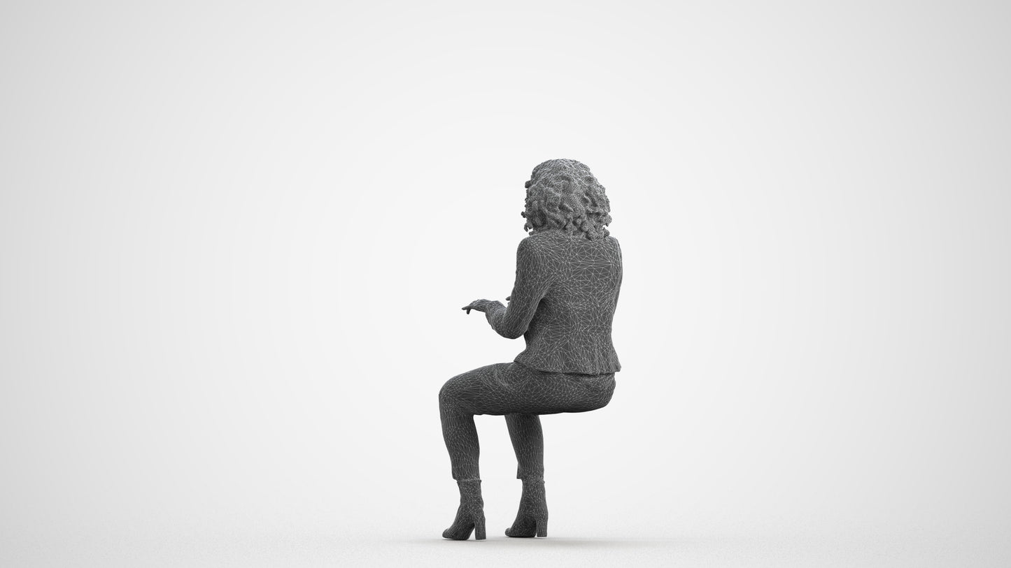 photogrammetry 3D woman business, realistic human model archviz FBX, wireframe front view
