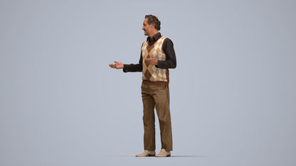 realistic 3D human man business standing, archviz people FBX OBJ for Blender, top-down view render