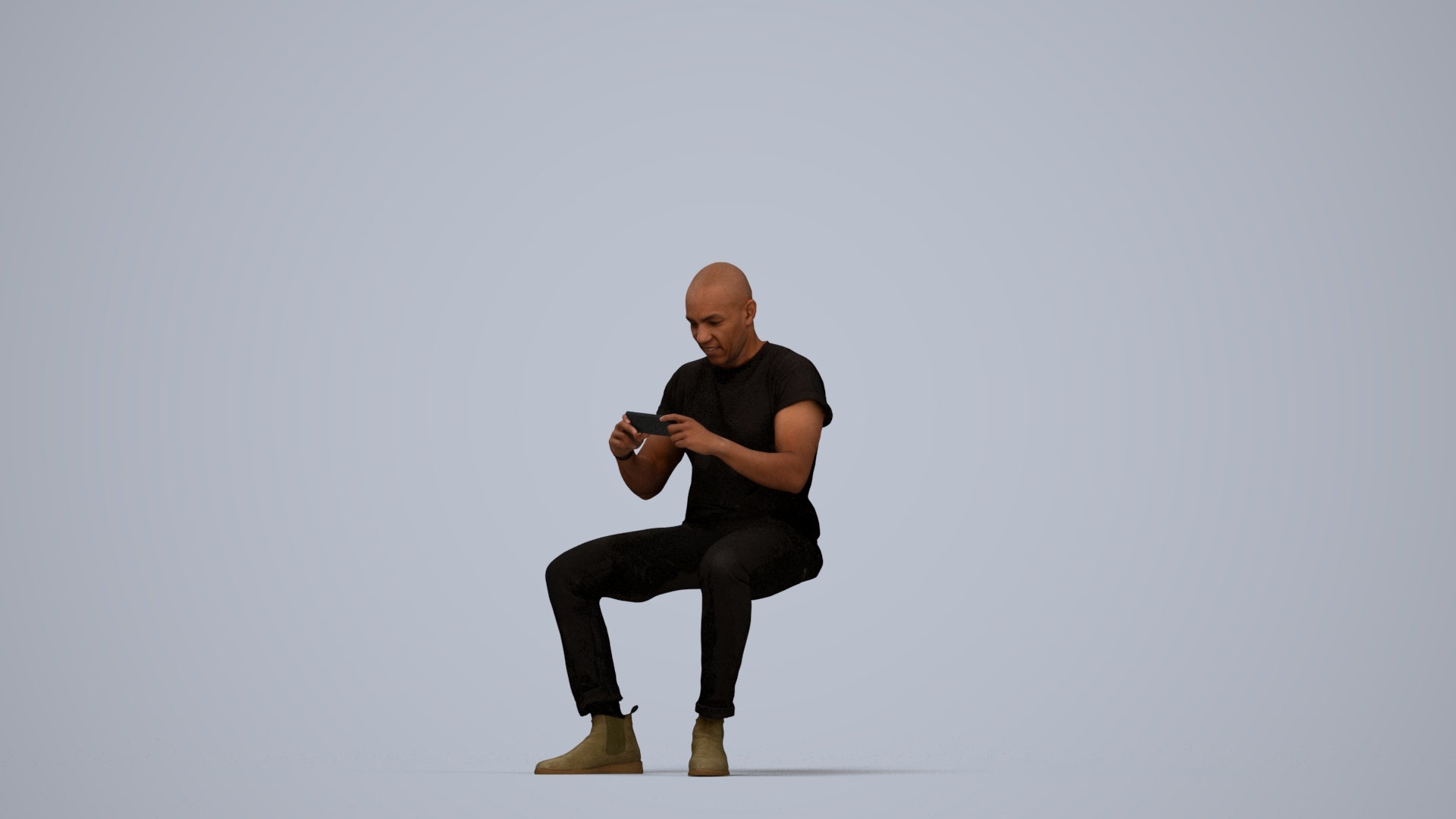 realistic 3D people man casual sitting, render-ready for V-Ray and Corona, FBX OBJ, top-down view render
