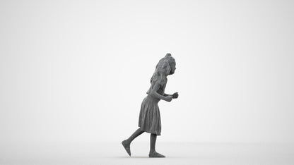realistic 3D human girl casual kids, archviz people FBX OBJ for Blender, wireframe side view