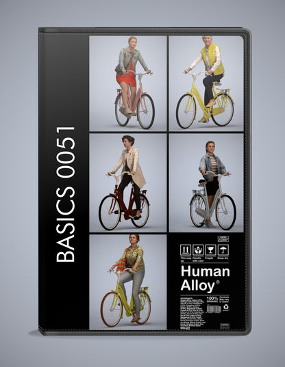 3D human models cycling bundle, 5 photogrammetry scanned people for archviz