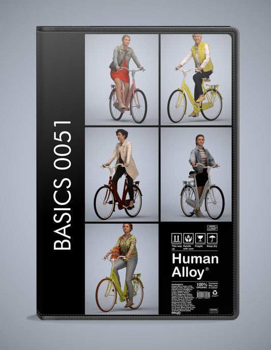 3D human models cycling bundle, 5 photogrammetry scanned people for archviz