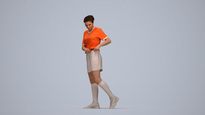 3D human model woman sport, photogrammetry scanned person for archviz, top-down view render