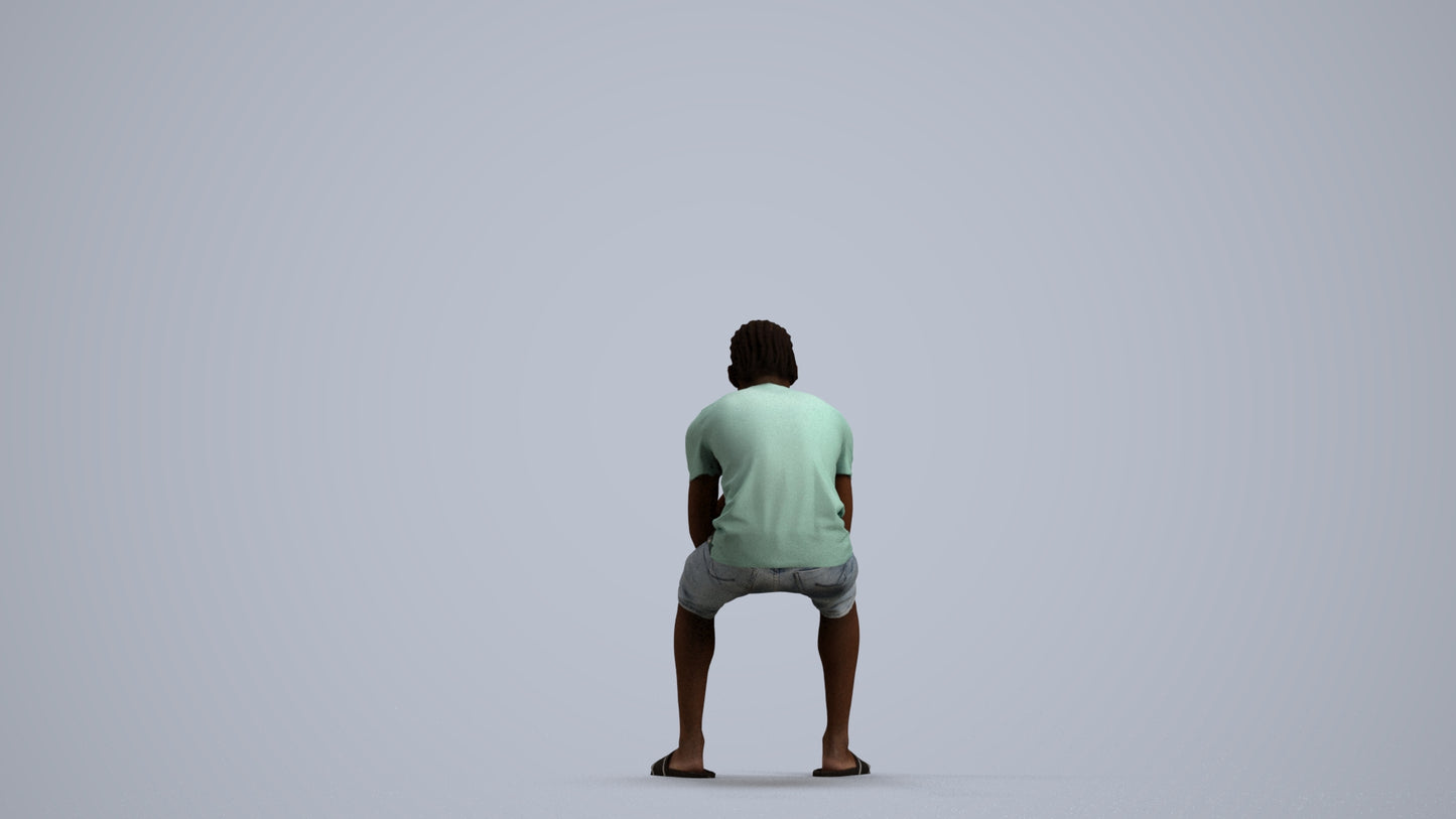 3D human model boy casual kids, photogrammetry scanned person for archviz, front view render