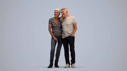 realistic 3D senior woman casual standing, scanned archviz people for Blender and 3ds Max, standing pose render