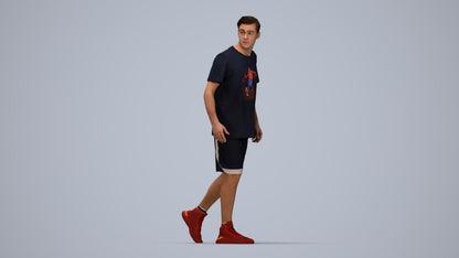 photogrammetry 3D man sport, realistic human model archviz FBX, top-down view render