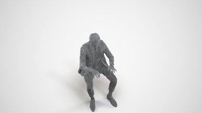 photogrammetry 3D man business, realistic human model archviz FBX, wireframe three-quarter view