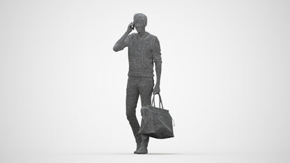 photogrammetry 3D man casual standing, realistic human model archviz FBX, wireframe back view