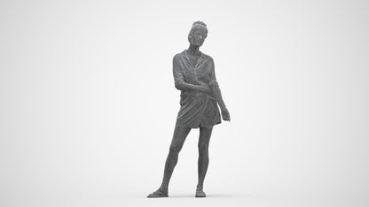 3D people model woman casual standing, scanned human for 3ds Max rendering, three-quarter front view render