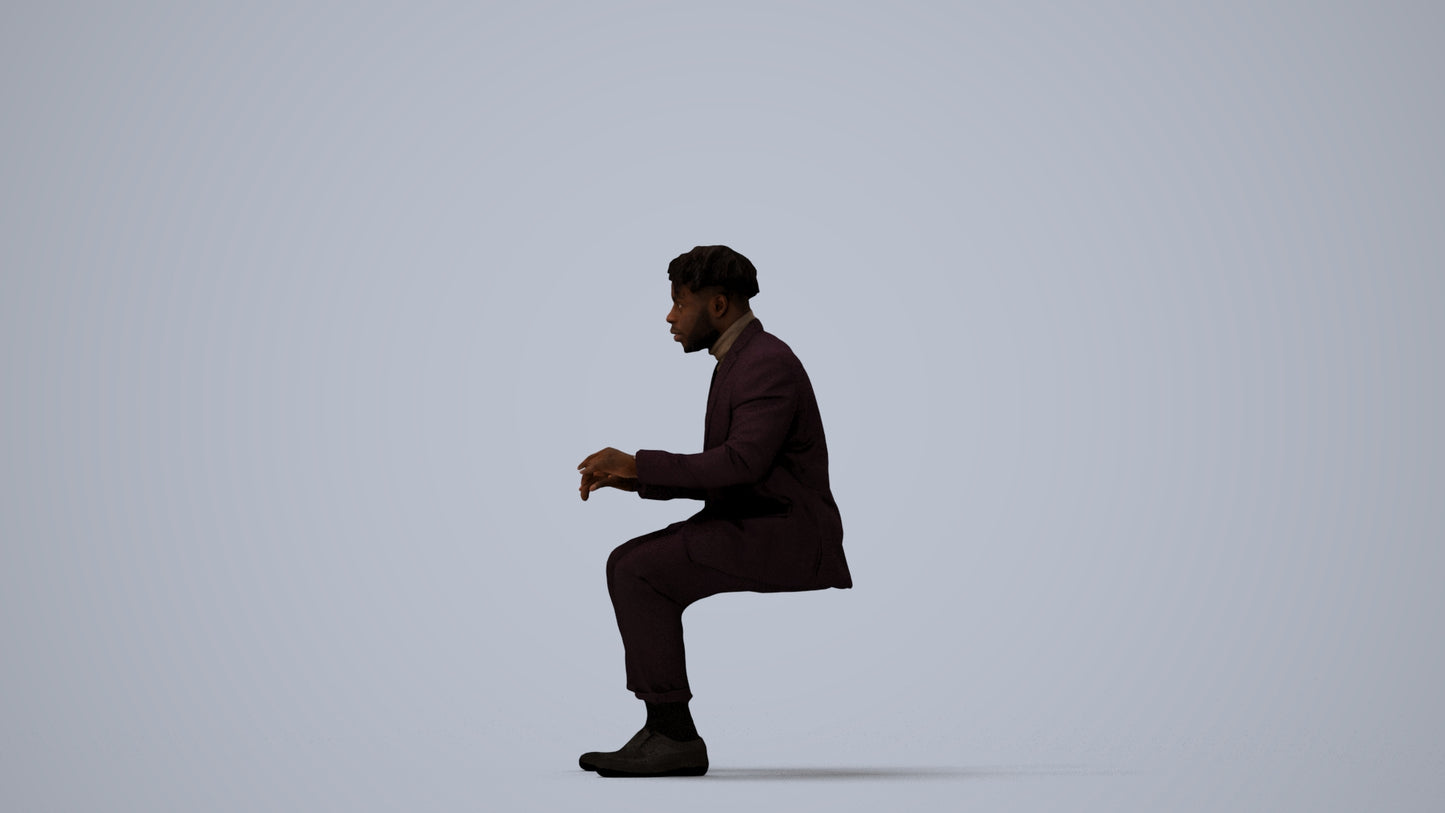 3D people model man business, scanned human for 3ds Max rendering, three-quarter view render