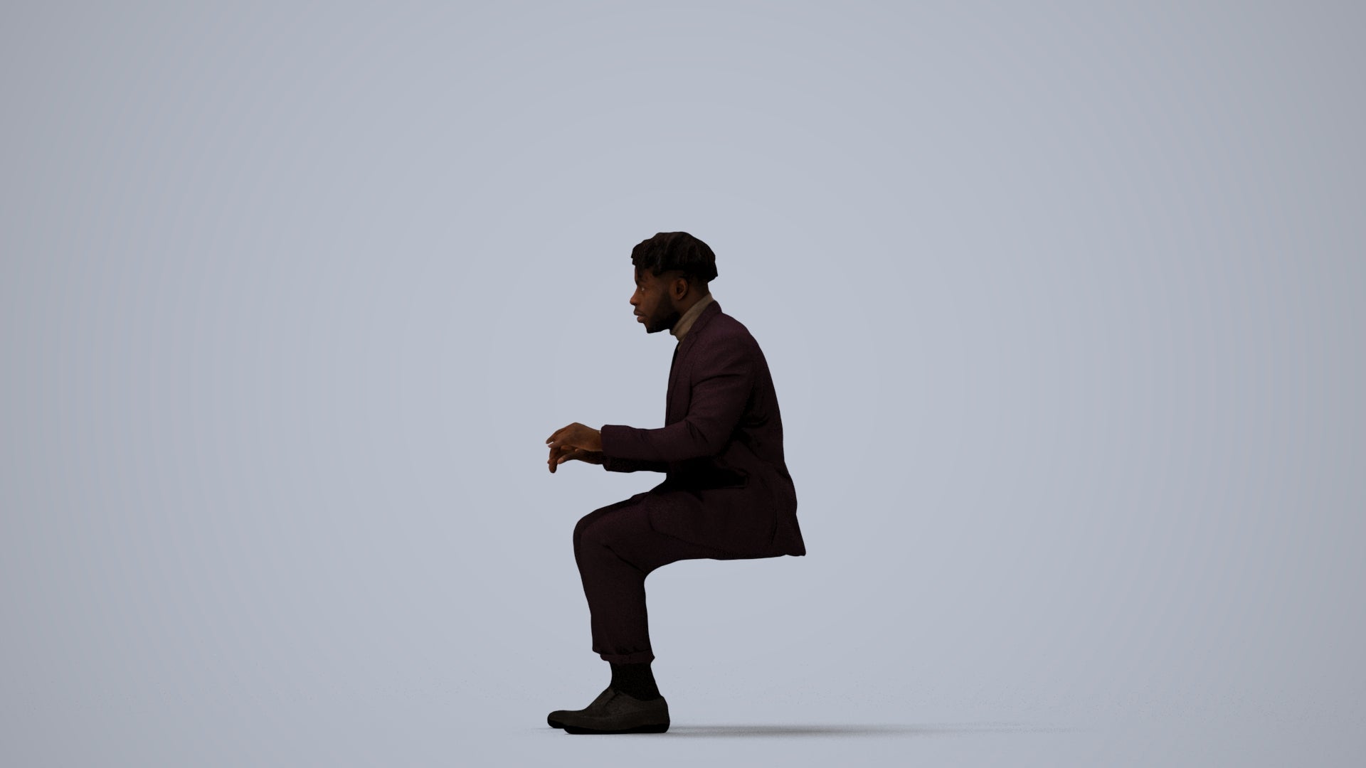 3D people model man business, scanned human for 3ds Max rendering, three-quarter view render