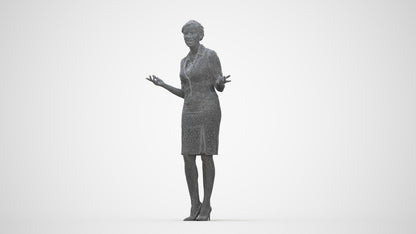 realistic 3D woman hospitality, scanned archviz people for Blender and 3ds Max, wireframe back view