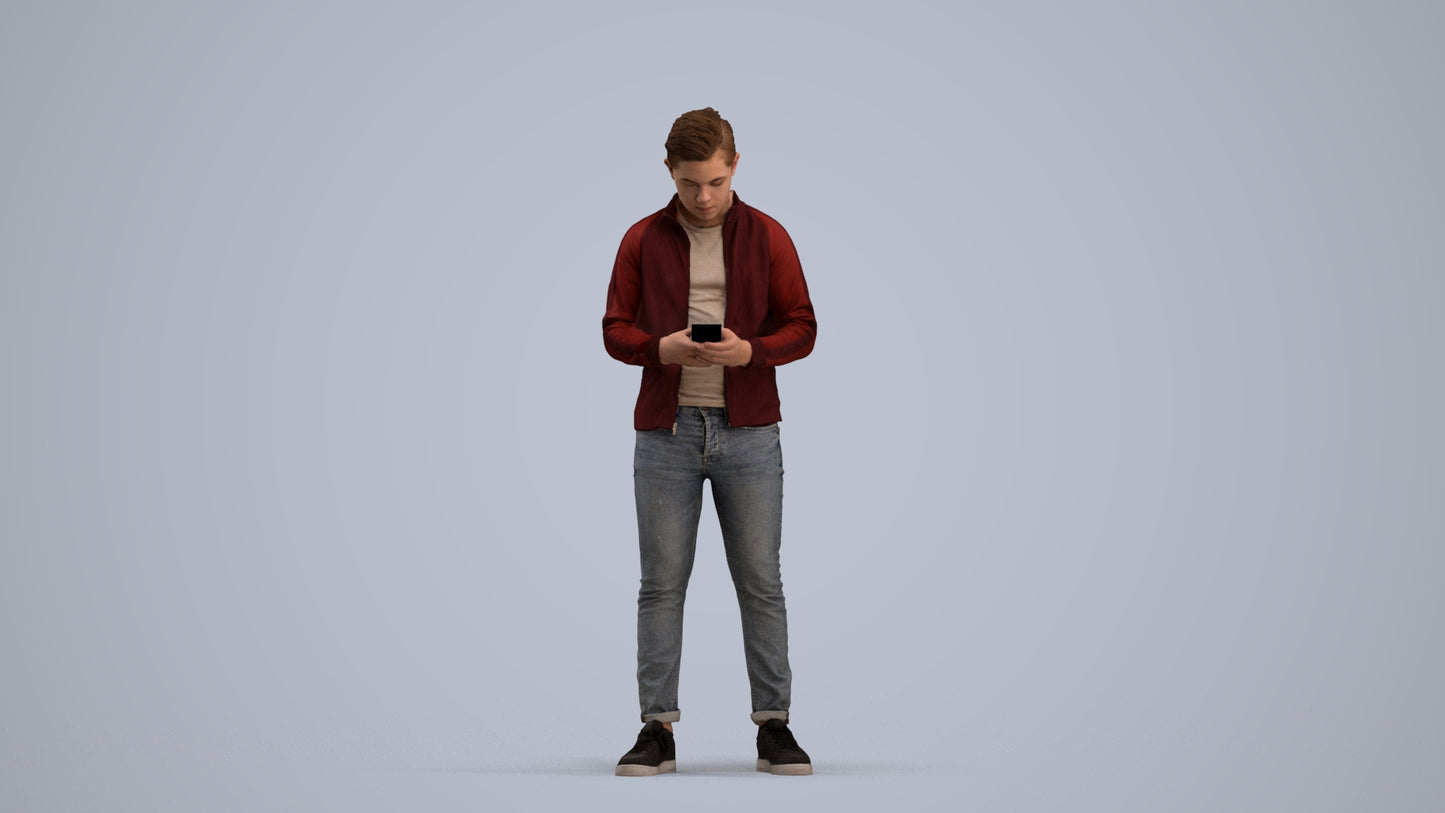 scanned 3D boy casual kids, photogrammetry people for Enscape and V-Ray, standing pose render