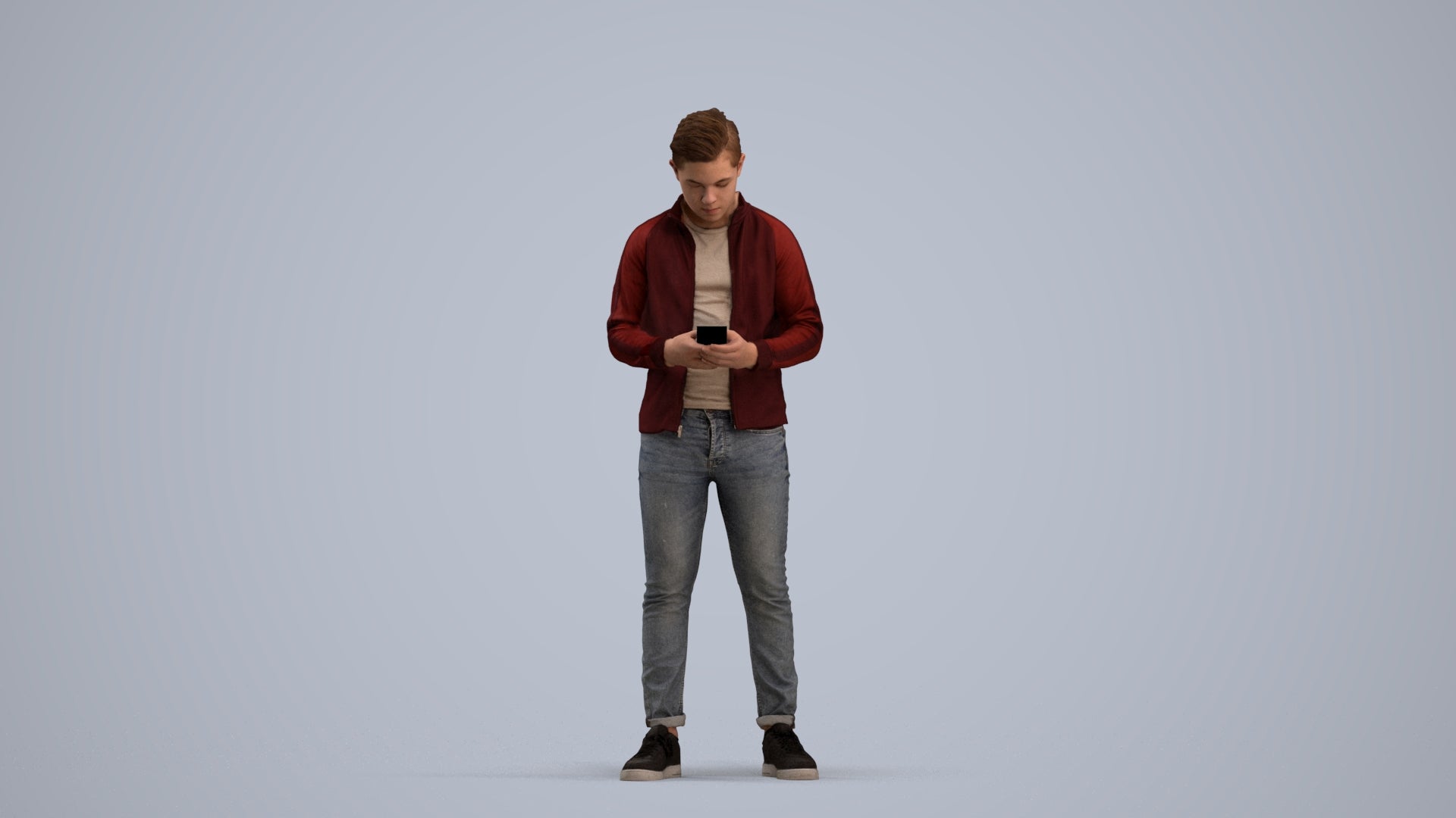 scanned 3D boy casual kids, photogrammetry people for Enscape and V-Ray, standing pose render