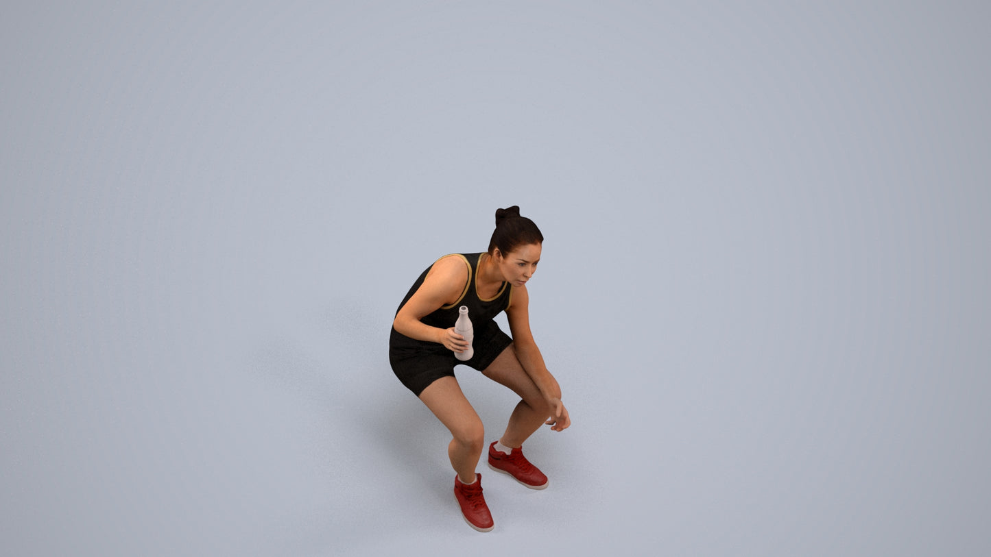 photogrammetry 3D woman sport, realistic human model archviz FBX, back view render