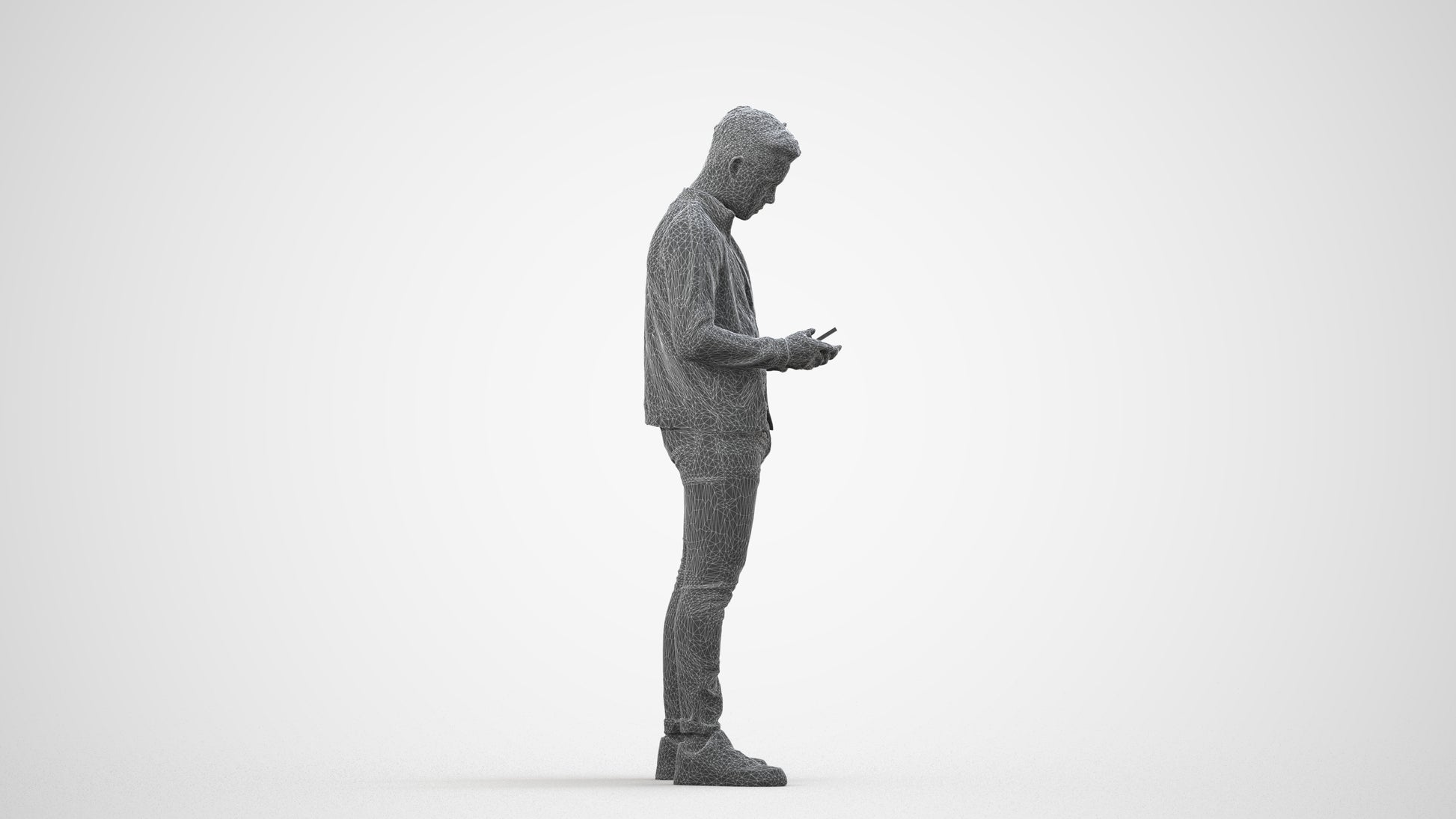 scanned 3D boy casual kids, photogrammetry people for Enscape and V-Ray, wireframe side view