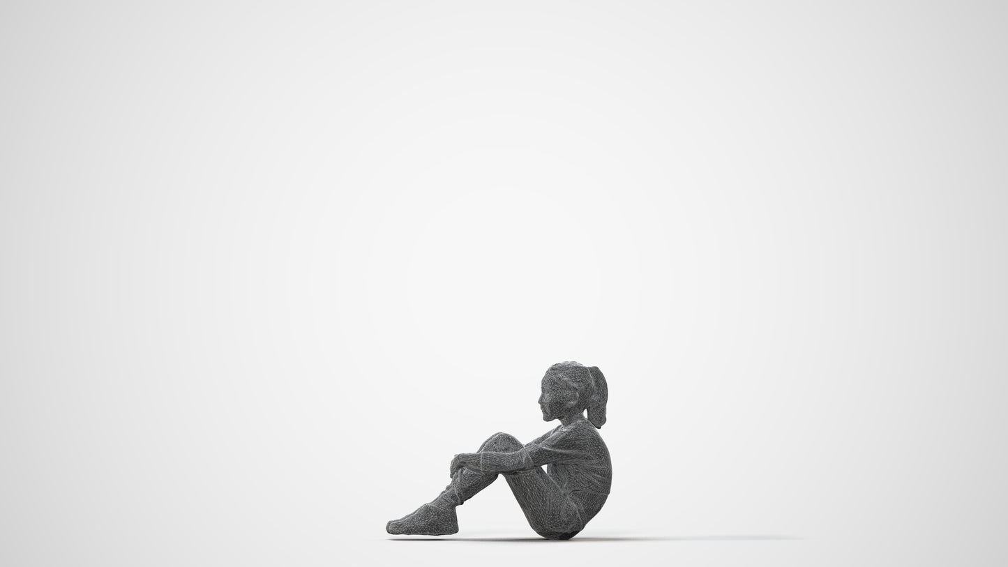 realistic 3D girl casual kids, scanned archviz people for Blender and 3ds Max, square thumbnail