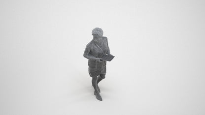 realistic 3D people woman business standing, render-ready for V-Ray and Corona, FBX OBJ, wireframe three-quarter view